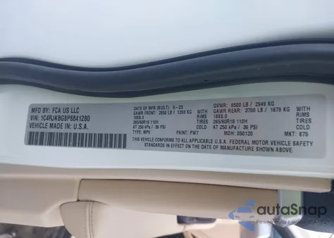 2023 Jeep Grand Cherokee L Limited 4X4 from USA, damaged, VIN 1C4RJKBG8P8841280